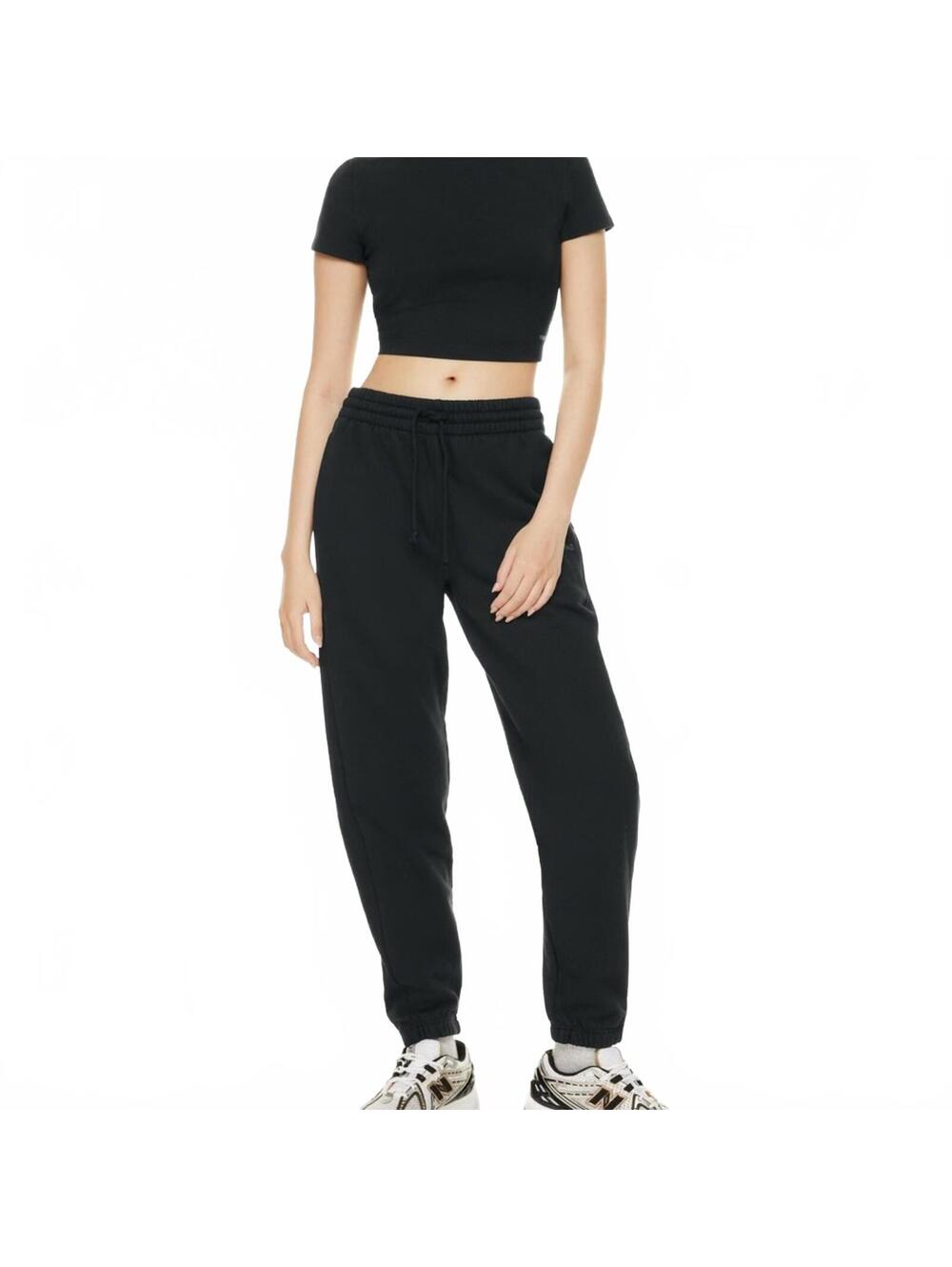 TNA Cozy Sweatfleece Boyfriend Fit Sweatpants Jogger Black Women's Size 2XS XXS